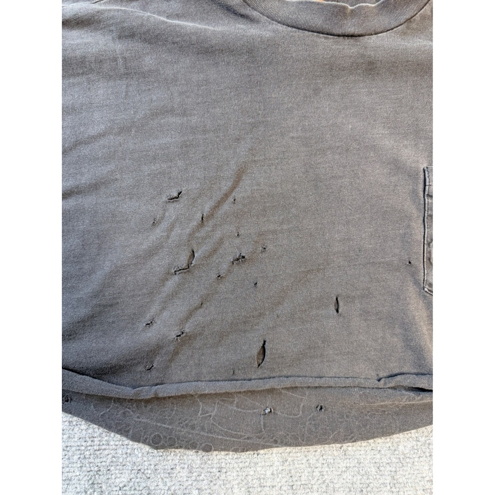 Vintage Harley Davidson XXL Black Cotton Cropped Distressed Graphic Tee USA Made - Picture 9 of 9